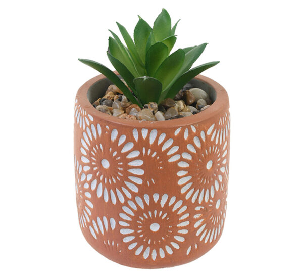 Planta Artificial Con Pote Naranja (6.5X8.5Cm) Noritex(439-356918)