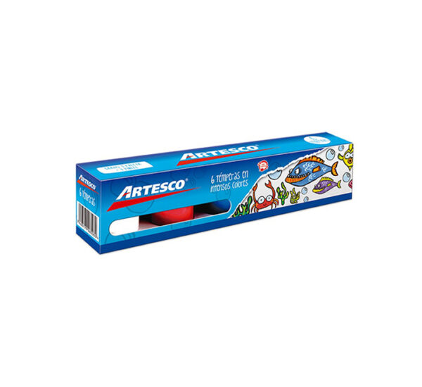 (TEM022) TEMPERA KIDS (6 COLOR + PINCEL+PALETA) 20ML ARTESCO (7750082004559)