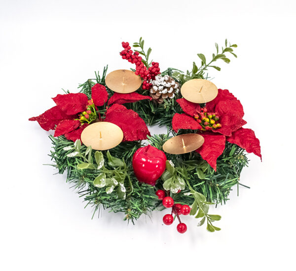 PORTA VELAS NAVIDEÑOS C/2 FLORES ROJO "18" MARANELO (SZ2019-3260)