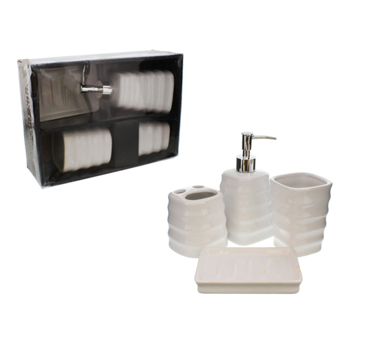 Set de accesorios de baño 4 piezas de cerámica blanca