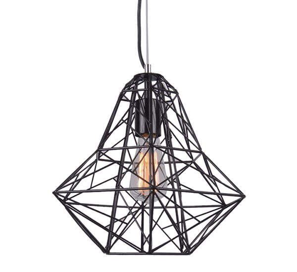 LAMP. COLGANTE JAULA METALICA NEGRA E27 (35MA-15071)