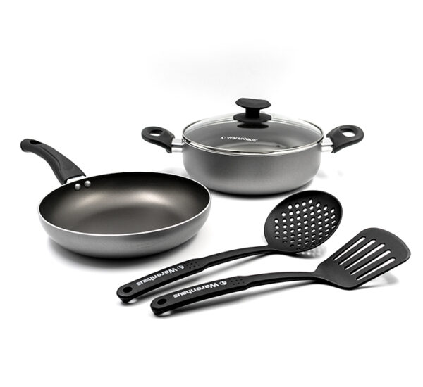 Set Cocina 3 Piezas + 2 Utensilios Gris Casia WARENHAUS (M33465)