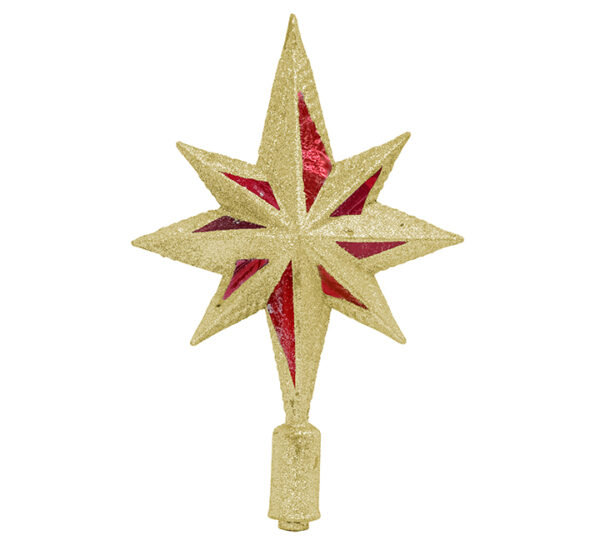 Estrella Para Árbol De Navidad Dorado Y Rojo 25Cm (SYCD18-030)