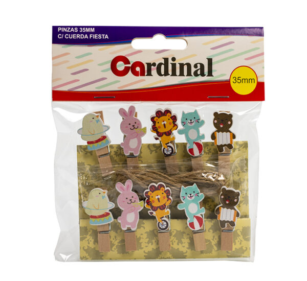 PINZAS DE MADERA ANIMALES*10PZS(35MM)CDL(5UEJ10H)