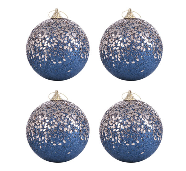 Juego Bolas Navideñas 10Cm - 4 Piezas Azul SANTINI (130-5000395)