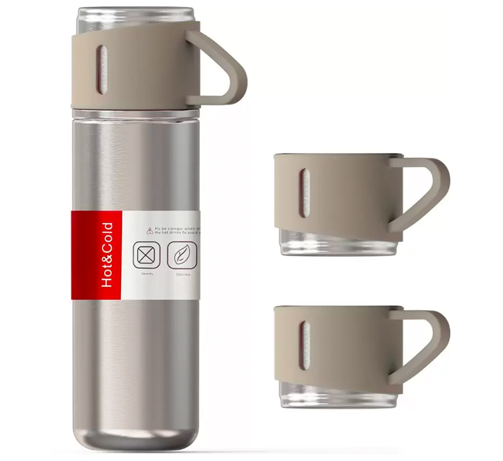 Set termo de acero inoxidable de 500 ml con 3 tazas - Buytiti