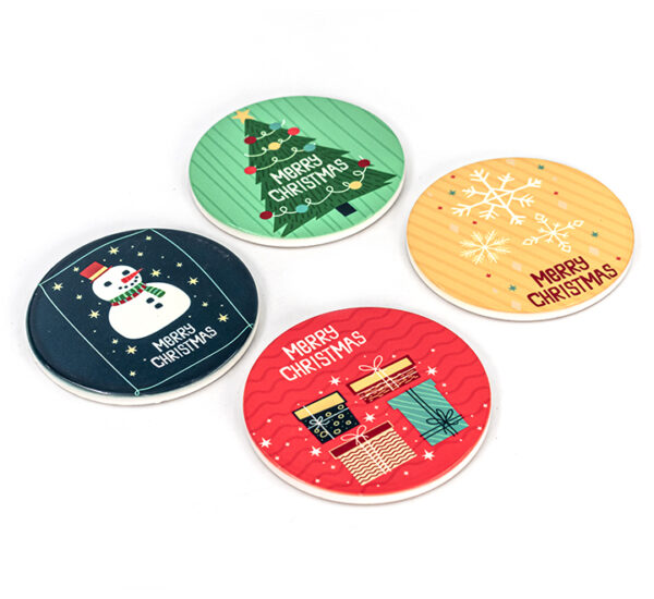 Juego Portavasos Merry Christmas 4 Piezas Surtidos 10.7x0.8Cm SANTINI (180-2200174)