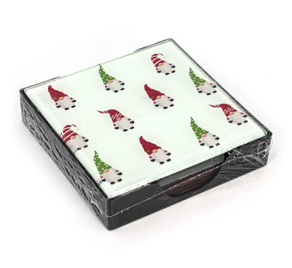 Juego Portavasos Navideño HOHOHO 4 Piezas Surtidos 10x10x2.2Cm SANTINI (180-3100016)