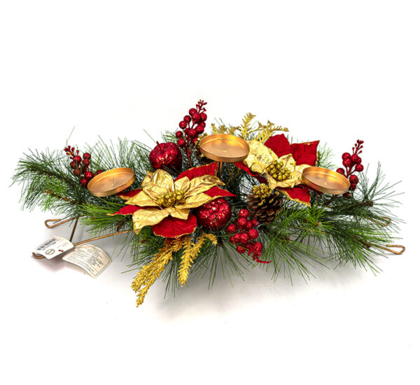 Portavela Piñas Poinsettias Rojo MARANELO (SZ2119-4259)