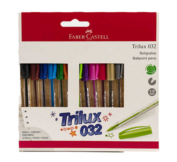 Bolígrafo x12 Unidades Medio Trilux #032 FABER CASTELL (BO.F.32BL)