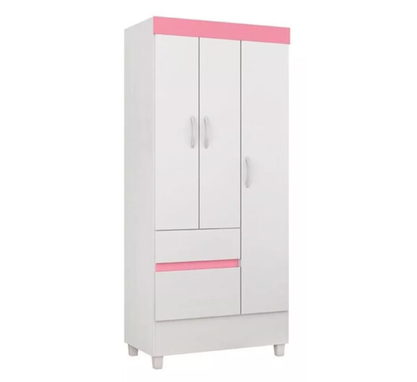 Ropero Wind Blanco Rosa 3 Puertas (181x80x47Cm) (32860/120) KUMIX (E71433)
