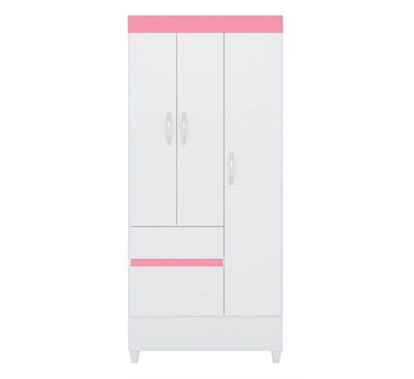Ropero Wind Blanco Rosa 3 Puertas (181x80x47Cm) (32860/120) KUMIX (E71433) - Imagen 2
