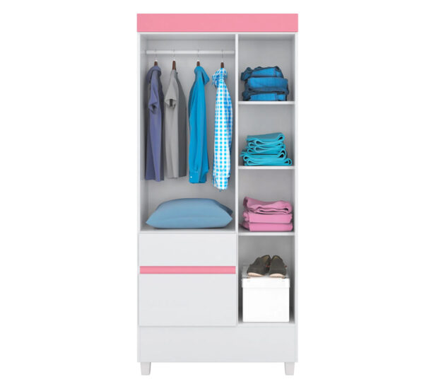 Ropero Wind Blanco Rosa 3 Puertas (181x80x47Cm) (32860/120) KUMIX (E71433) - Imagen 3