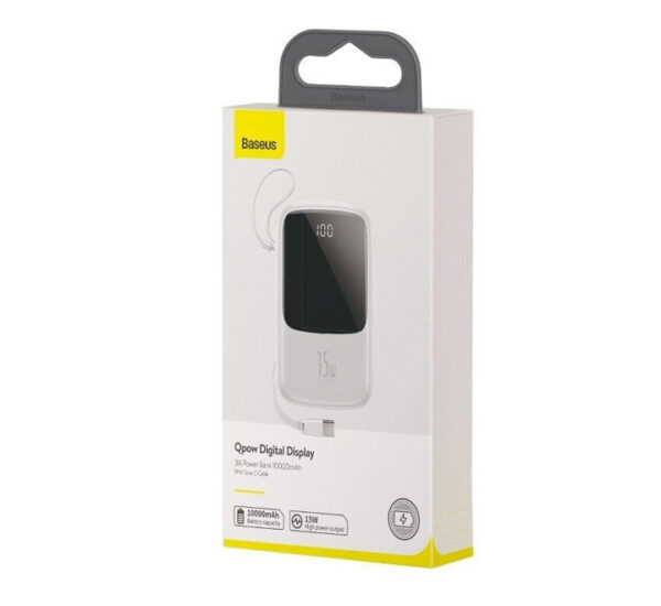PowerBank 10,000mAh 3A 15W PD Blanco PPQD-A02 BASEUS (6953156214675) - Imagen 4