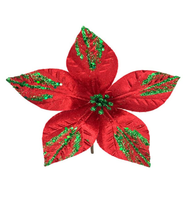 Flor Navideña Poinsetia 20Cm Roja/Verde MIRO(203622)(24019)