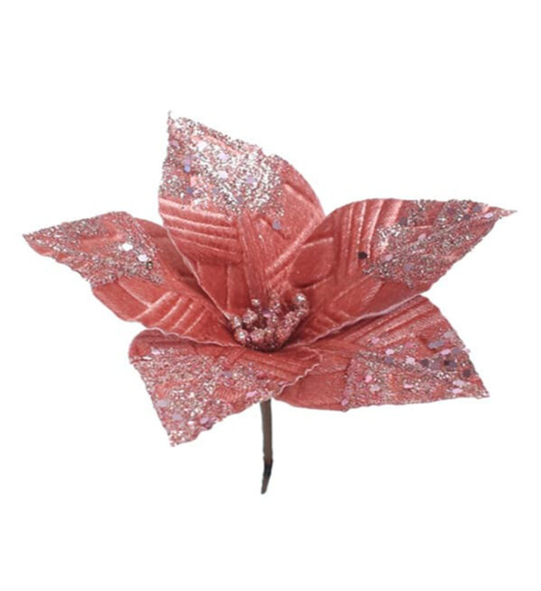 Flor Navideña Poinsetia 20Cm RoseGold MIRO(204834)(24053)