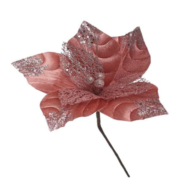 Flor Navideña Poinsetia 25Cm RoseGold MIRO(201833)(24055)