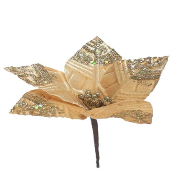 Flor Navideña Poinsetia 20Cm Dorada MIRO(204650)(24065)