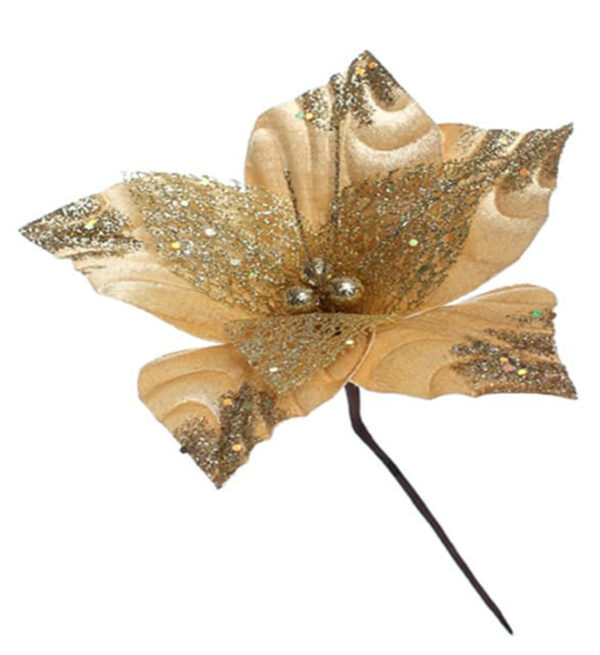 Flor Navideña Poinsetia 25Cm Dorada MIRO(201659)(24068)