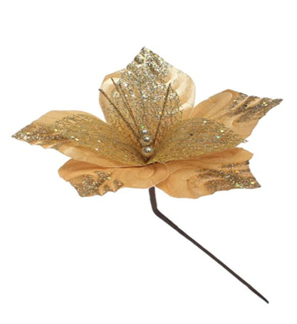 Flor Navideña Poinsetia 30Cm Dorada MIRO(203158)(24072)