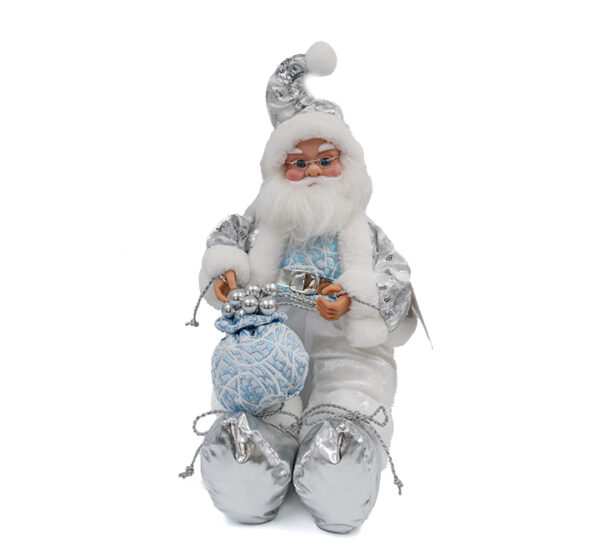 Santa Decorativo Sentado 40.5cm Plateado Con Movimiento Musical MARANELO (SZ2312-140)