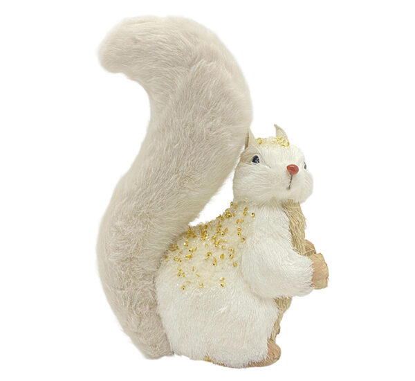 Adorno Navideño Ardilla 25Cm Blanco/Dorado SANTINI (200-2400287)