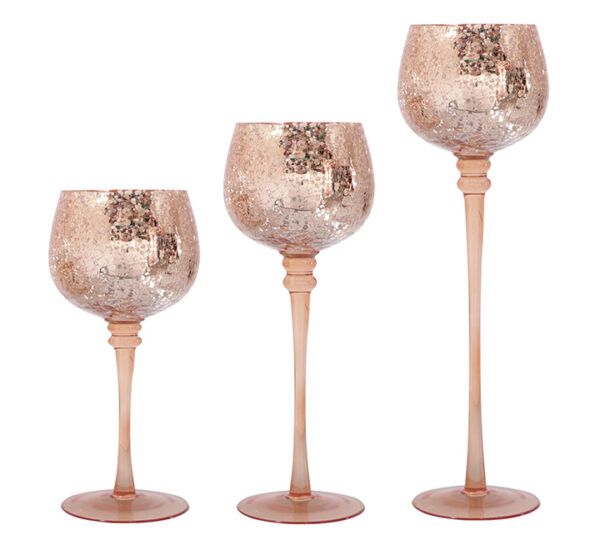 Juego Portavelas 3 Piezas Copas Rosadas SANTINI (200-5800130)