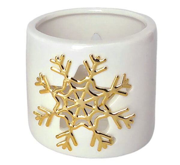 Portavela Navideña Cerámica 8Cm Blanco/Dorado Surtido SANTINI (200-6600600)