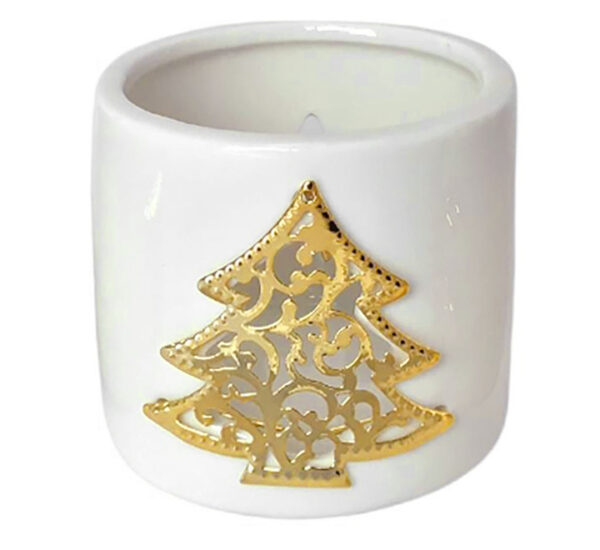Portavela Navideña Cerámica 8Cm Blanco/Dorado Surtido SANTINI (200-6600600) - Imagen 3