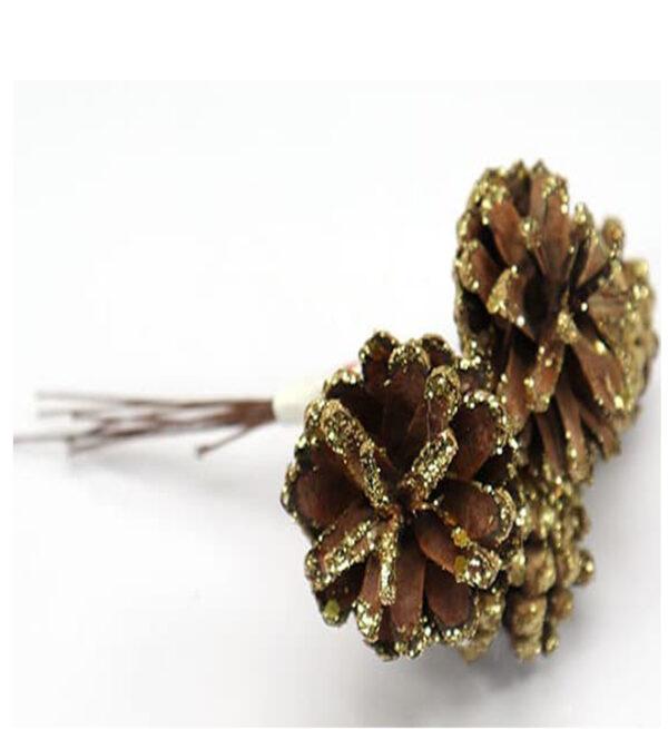 Set Pick Navideño 4 Piezas Piñas Escarchadas Dorado (YSG-4)CELINA(066-0052)