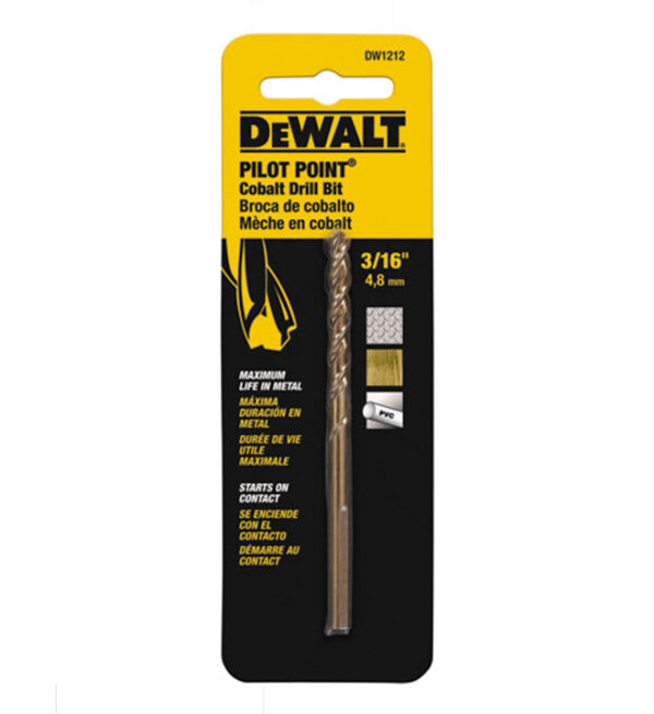 Broca De Cobalto 3/16 Pulgadas DeWALT (DW1212)