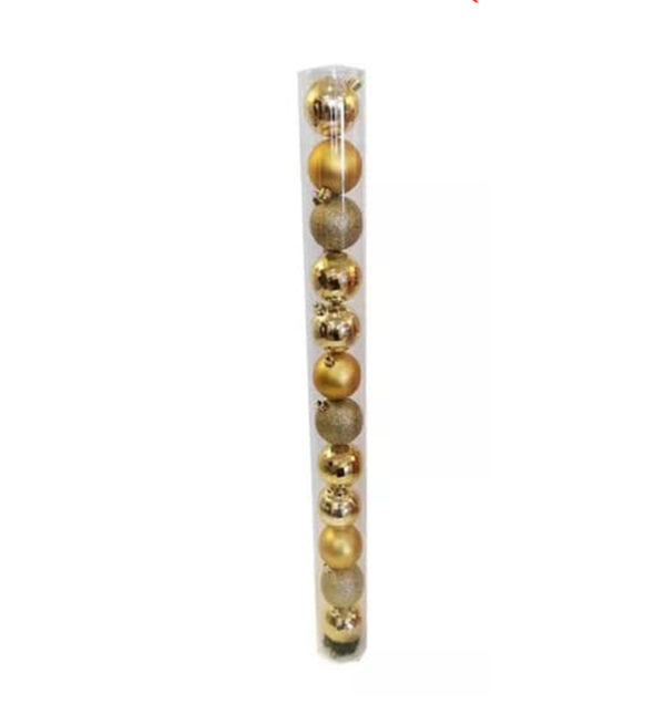 Bolas Navideñas 6Cm 12 Piezas Dorado (Mate, Brillante, Escarchada) LUXURY (787-006G)