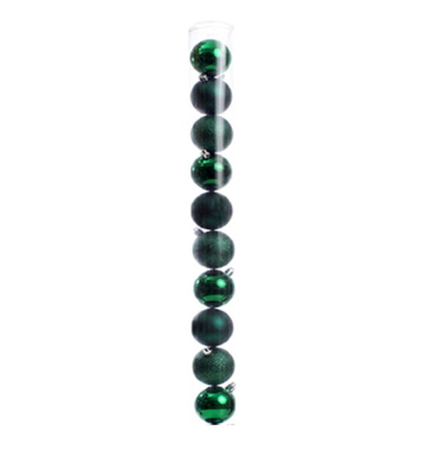 Bolas Navideñas 7Cm 10 Piezas Verde (Brillante, Mate, Escarchado) MIRO (831-XB019DG)