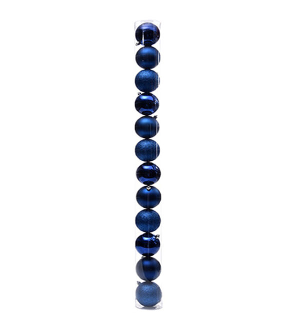 Bolas Navideñas 8Cm 12 Piezas Azul (Brillante, Mate, Escarchado) MIRO (831-XB022DB)