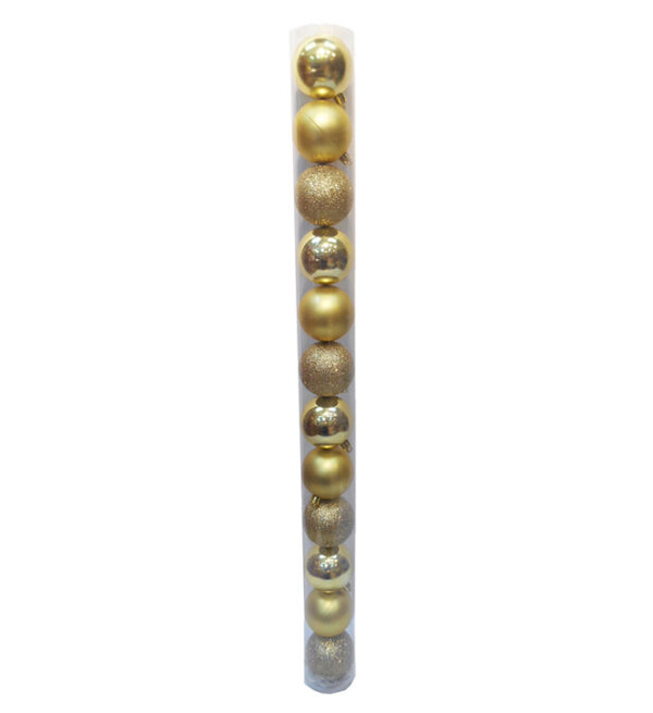 Bolas Navideñas 8Cm 12 Piezas Dorado (Brillante, Mate, Escarchado) MIRO (831-XB022G)
