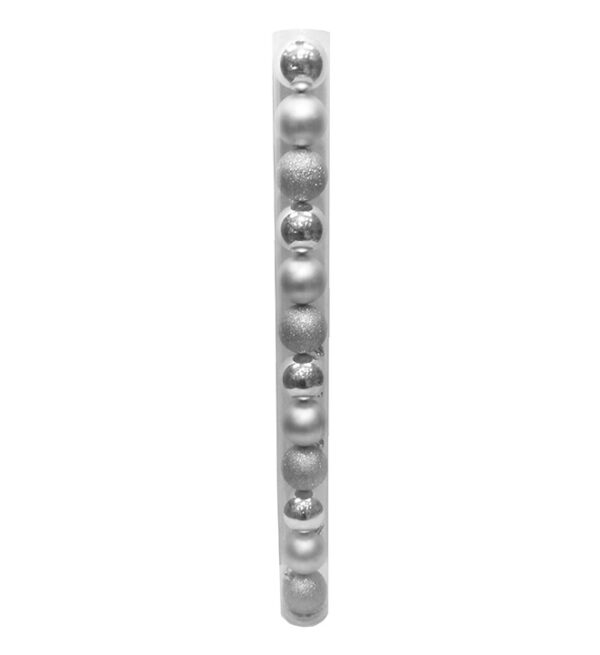 Bolas Navideñas 8Cm 12 Piezas Plateadas (Brillante, Mate, Escarchada) MIRO (831-XB022S)