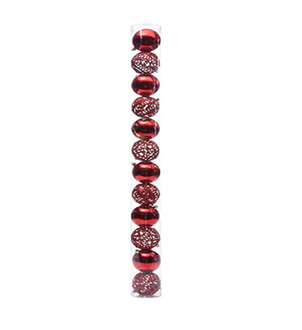 Bolas Navideñas 8Cm 12 Piezas Rojo (Brillante, Hueco) MIRO (831-XB023R)