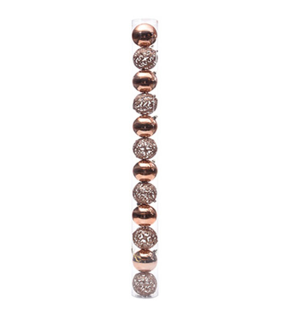 Bolas Navideñas 8Cm 12 Piezas GoldRose/Champagne (Brillante/Hueco) MIRO (831-XB023R)