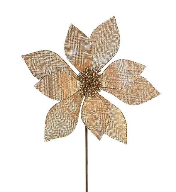 Flor Navideña Decorativa Poinsetia 28Cm GoldRose SANTINI(140-4100587)