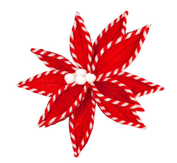 Flor navidad decorativa 27cm rojo Baya blanca STN