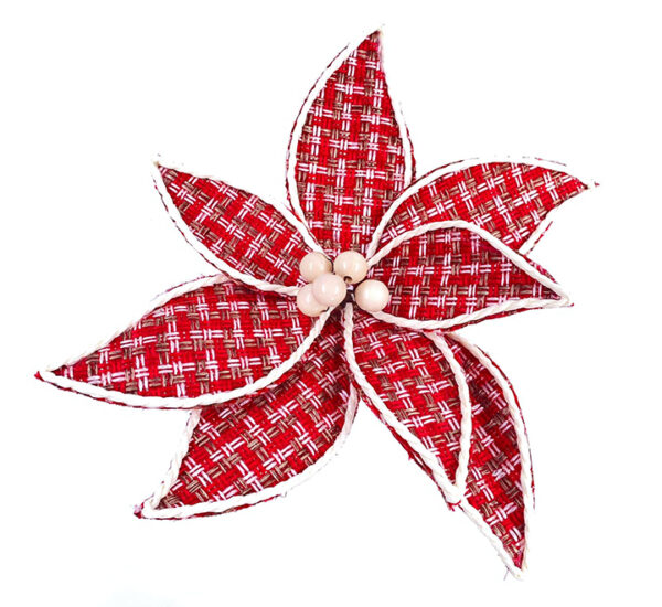 Flor de navidad decorativo 30cm rojo blanco STN