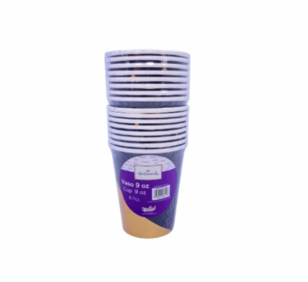 Set Vasos de cartón 8 piezas - 9OZ Oro Negro