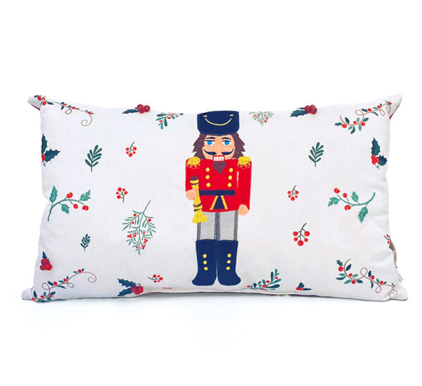 Cojin lumbar navideño 30X50 Blanco cascanuez KAL