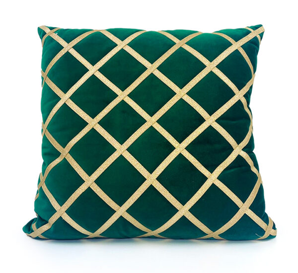 Cojin navideño 45X45 Verde rombo escarcha KAL