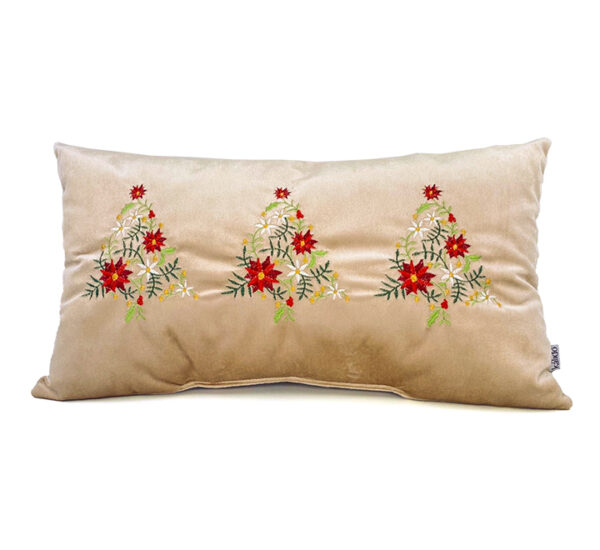 Cojin lumbar navideño 30x50 beige XMAS FLOWERS KAL