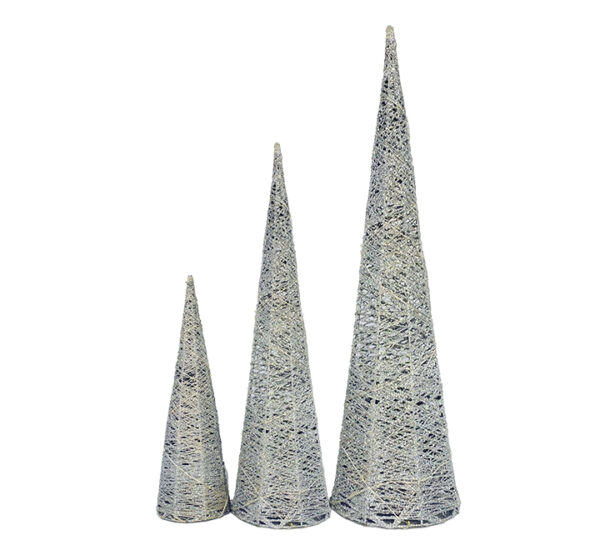 Juego de 3 piezas arboles Decorativo Plata con luz STN