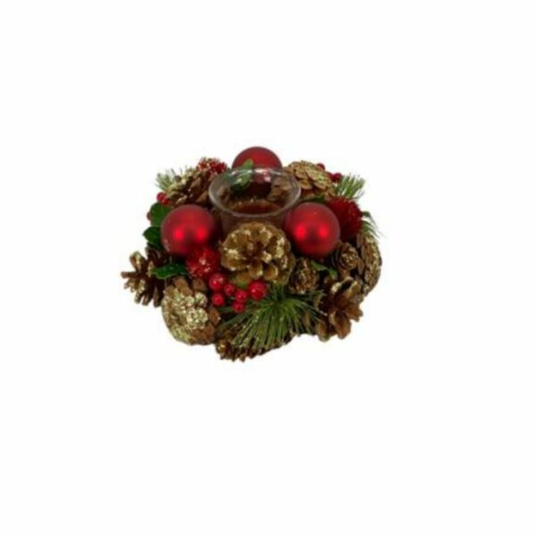 Portavela de navidad 19cm Pinos Trad STN